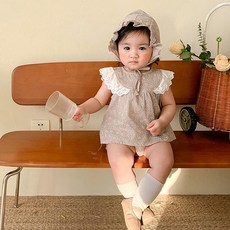 조이멀티 유아용 꽃자수 민나시 상하복 보넷세트