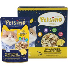 펫시모 고양이 젤리 파우치 참치와 가리비 70g x 12p, 참치 + 가리비 혼합맛, 1개
