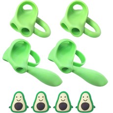 握筆輔助器 4入+兔子公仔 4入組, 1套, 綠色