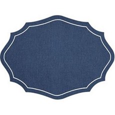 아르떼펠레 큐릴 테이블매트, 48.5 x 35.5 cm, 네이비 화이트 스티치