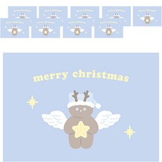 도나앤데코 레인보우가든 크리스마스 미니카드 10p + 봉투 10p + 투명스티커 2cm 10p 세트, 1세트, 천사 코코(카드)