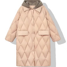 페이퍼먼츠 여성용 캐주얼 니트 후드넥 경량 다운 롱 패딩 03328