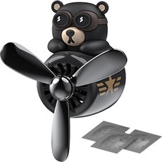 머레이 조종사 캐릭터 HIKII Bear Black + 송풍구 차량용 고체 방향제 3p 세트 바닐라향, 1세트