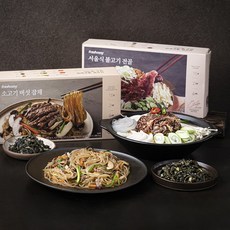 프레시지 명절 한상차림 밀키트 3종 세트 소고기 버섯 잡채 285.5g + 건나물 3종 240g + 서울식 불고기 전골 424.5g, 1세트