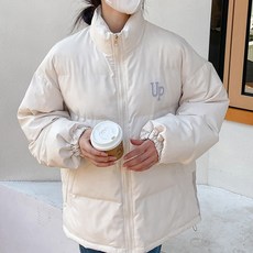 메이첼 여성용 베이직 캐주얼 레터링 배색 겨울 패딩 점퍼 01773