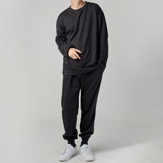 애플리 MOON 프린팅 세미 기모 트레이닝 상의 2종 + 하의 2종 세트 AP0019