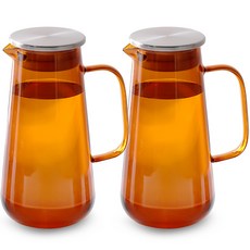 리본제이 플로라 내열유리물병 2p, 앰버, 2L