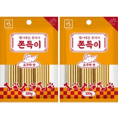 브리더랩 강아지 찢어주는 쫀득이 100g, 고구마맛, 2개 - 멍쫀