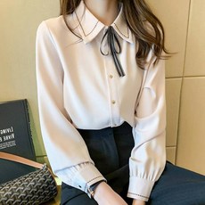 언헤브 리본 매듭 셔츠