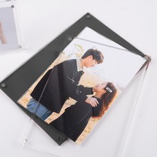 리앤베르 투명 아크릴 컬러 인테리어 사진 테이블 미니액자, 블랙