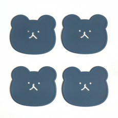 에이드엘 곰 실리콘 컵받침 4p, 터키블루, 1세트