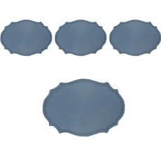 꼬품 볼로냐 인조가죽 엔틱 방수 식탁매트 4p, 블루, 43 x 30 cm