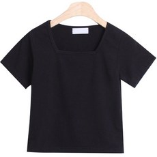[무배]바탐 사선단추 스퀘어넥 크롭 슬림핏 티셔츠(3color)C-645-추천-상품