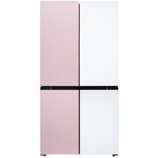 클라윈드 파스텔 양문형 냉장고 566L 방문설치, 화이트 + 핑크, KRNF560PPS1