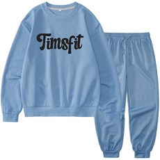 TIMSFIT 남녀공용 빅사이즈 시그니처 빅로고 맨투맨 조거팬츠 셋업