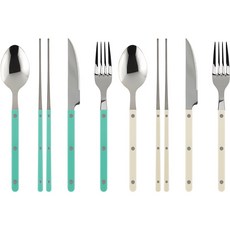 시에르 파르베 2인 포크 나이프 수저세트, 파스텔그린, 아이보리, 숟가락 2p + 젓가락 2p + 디너포크 2p + 디너나이프 2p