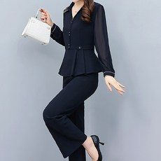 아뗄릭 브이넥 라인 시스루 봄 정장 면접 투피스 수트 01801
