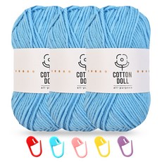 니뜨 코튼돌실 50g x 3p + 단수링 5p 세트, 31 스카이, 1개 31 스카이, 1개
