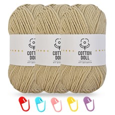 니뜨 코튼돌실 50g x 3p + 단수링 5p 세트, 34 베이지, 1개