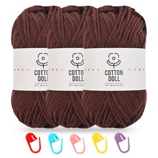 니뜨 코튼돌실 50g x 3p + 단수링 5p 세트, 38 다크브라운, 1개 38 다크브라운, 1개