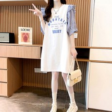 메이첼 스트라이프 소매 포인팅 믹스매치 원피스 02267