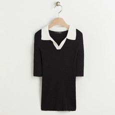 로엠 여성용 베이직 카라 반팔 스웨터