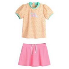 컬리수 여아용 플라워 배색 수영복 상하의 세트 C232SMS03P