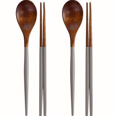 옻칠 슬림 컬러수저 세트, 그레이, 수저 2세트, 1세트