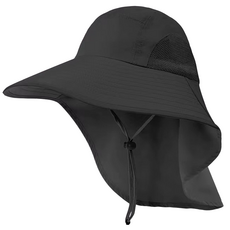 에이빅 자외선차단 햇빛가리개 챙넓은 낚시 모자, 블랙