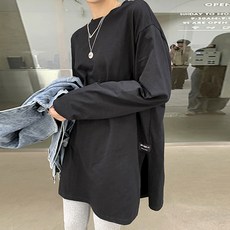 엘쏘 여성용 루즈핏 사이드 절개 긴팔 티셔츠