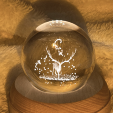 레나에너지 수정구 오르골 무드등 터치 스위치 원목 천공의 성 라퓨타 OST, 사슴