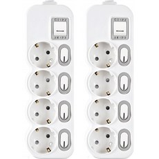 에코파워탭 LED 개별 멀티탭 4구 2.5m + 멀티탭 4구 40cm 세트 안전커버 스위치 랜덤발송, 1세트