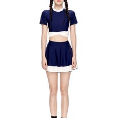 메이첼 테니스 트레이닝 비치웨어 투피스 수영복 02706, 다크블루