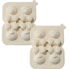 플라라 곰돌이 4칸 얼음틀 2p, 화이트 화이트