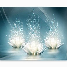 케이엠엘리홀딩스 DIY 캔버스액자 일체형 3D 원형 보석십자수 50 x 40 cm, 빛나는연꽃, 1개
