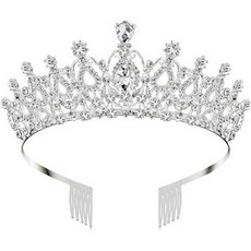 OLIVEPARTY 新娘婚前派對道具生日派對皇冠公主皇冠自助婚禮新娘用品, B銀, 1個