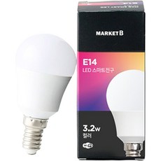 마켓비 E14 LED 블루투스 색상 조절 스마트 전구 3.2W 1732.8520, 1개