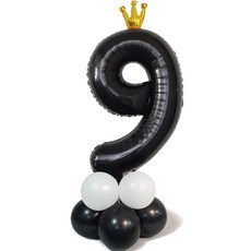 조이파티 왕관 숫자 풍선 기둥세트 9, 블랙, 1세트
