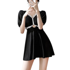 여성용 미드나잇코코 아인 프릴 비치 원피스 수영복 B235WF01758, 블랙
