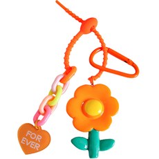 J&B亮點花朵鑰匙圈, 02 橙色, 1個