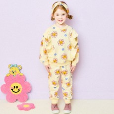 헤이미니 여아용 플라워 베어 프릴 상하복 세트 130, 사이즈, 바닐라, 색상 섬네일