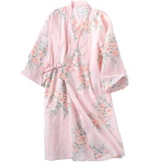 여성용 굿샵 꽃무늬 롱 슬립 스커트 순면 가운 L, 핑크, 1개