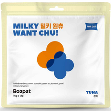베이펫 짜먹는 고양이 간식 산양유 밀키 원츄 12p, 참치, 168g, 1개