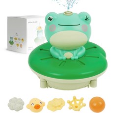 리틀클라우드 빙글빙글 개구리 목욕장난감, 혼합색상