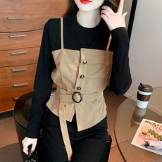 앤드스타일 여성용 하트뷔스티에 벨티드 탑 261201