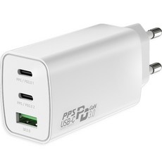 큐브온 GaN PD3.0 PPS 65W 초고속 3포트 멀티 충전기, 화이트, 1개