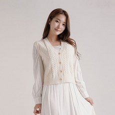 Gembling 女款素色鈕扣V領針織背心背心