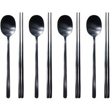 라임올리브 모던 둥근사각 무광 4인 수저세트, 블랙, 숟가락 4p + 젓가락 4p, 1세트