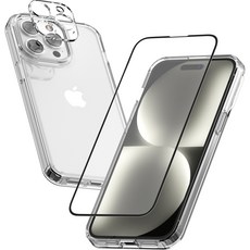 케이엠디자인 클리어핏 투명 휴대폰 케이스 + 전면 강화유리필름 + 카메라 보호필름