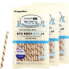 도기맨 강아지 콜라겐 돌돌말이 밀크츄 스틱 82399, 우유맛, 120g, 3개